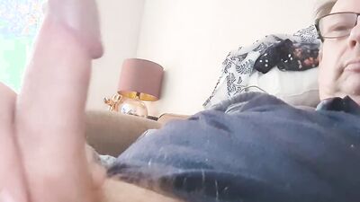 Perverted stepdad is jerking his pecker in this homemade video
