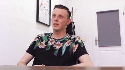 Horny bloke bends on top of the desk and gets ass-fucked