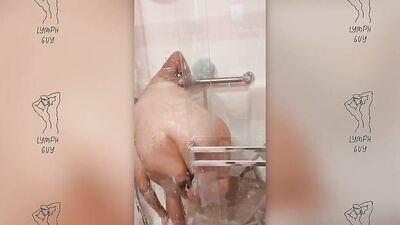 Disability fella is taking a shower in this homemade video