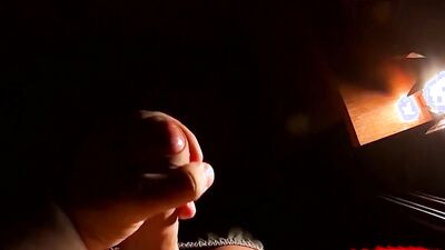 Close-up footage of a chap stroking his hard piston