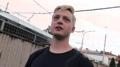 Cute Czech fella is playing with stranger's cock inside the hotel