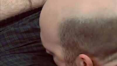 Perverted bear is sucking his mate's willy in this close-up footage