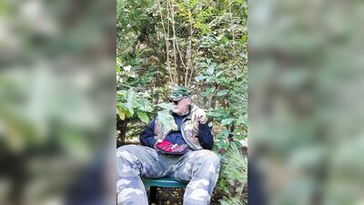 Perverted farmer is playing with cock deep in the wilderness