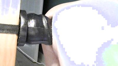 Chap bends and gets his hole destroyed with enormous black dildo