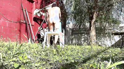 Kinky amateur chap is playing with his ass in this scene