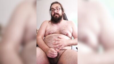 Amateur fatty is jerking off in front of the cam