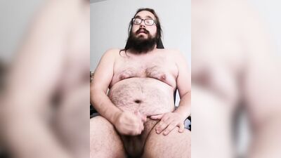Amateur fatty is jerking off in front of the cam