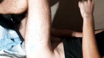 Amateur skinny bloke is jerking off in front of the camera