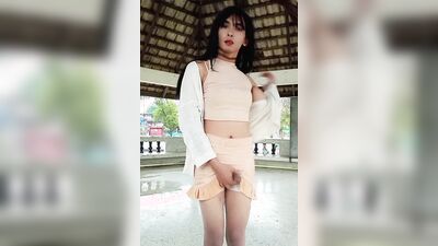 Amateur perverted Asian femboy is playing with his rubber toy