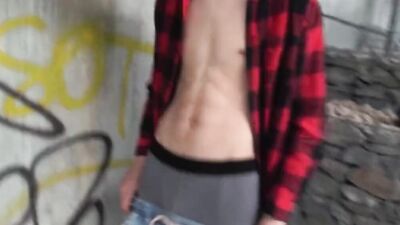 Skinny chap is having some fin in this homemade video