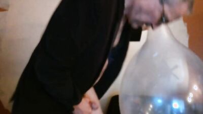Naughty stepdad Jack is having fun with a huge balloon