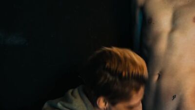 Skinny blonde chap is playing with his partner's hard piston