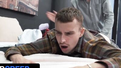 Naughty teen and his stepdad are enjoying in some gay action