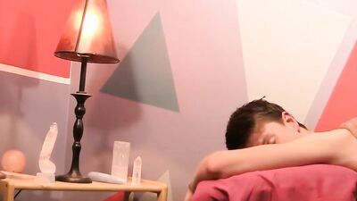 Amateur teen gets his hard willy teased by a perverted masseur
