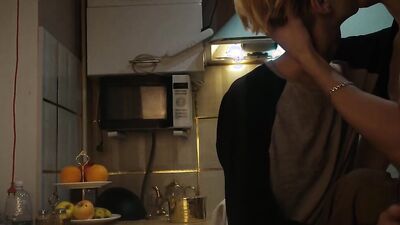 Skinny blonde chap gets his tight hole filled with boyfriend's pecker