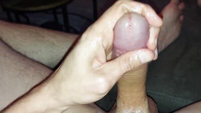 Lad jerks his huge dong in this homemade close-up footage