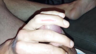 Lad jerks his huge dong in this homemade close-up footage