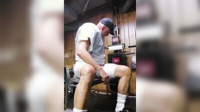 Perverted stepdad is stroking his hard piston in this homemade video