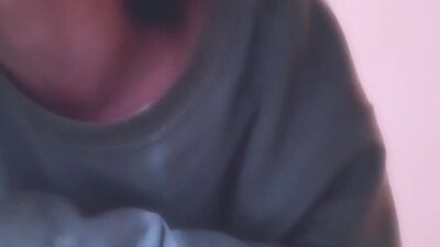 Skinny amateur chap is having some fun in front of the phone