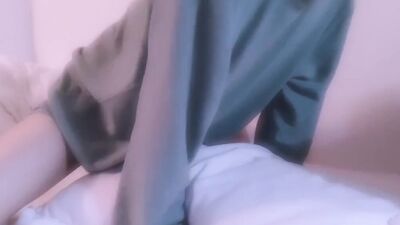 Skinny amateur chap is having some fun in front of the phone
