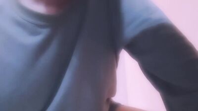 Skinny amateur chap is having some fun in front of the phone