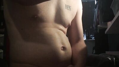 Amateur gay chap is filing himself while stroking his pecker