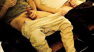 Perverted stepdad and his bud are jerking their hard pistons