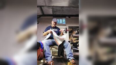 Perverted amateur coach is having some fun after the workout