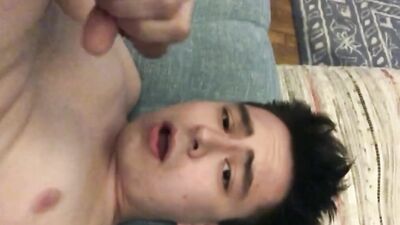 Cute college chap is stroking his pecker in front of the cam