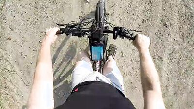 Amateur chap plays with his pecker while walking out in the open