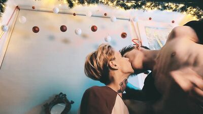 Skinny blond chap is playing with his boyfriend's hard pecker
