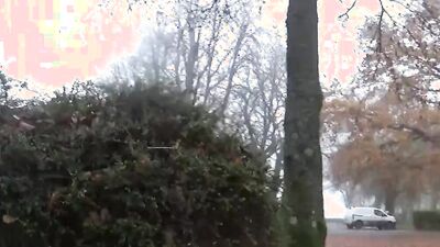 Perverted femboy plays with his hard pecker out in the open