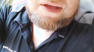 Amateur bearded bloke is filming himself in this close-up scene
