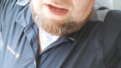 Amateur bearded bloke is filming himself in this close-up scene