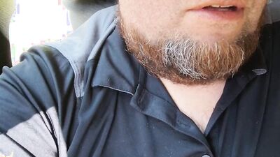 Amateur bearded bloke is filming himself in this close-up scene