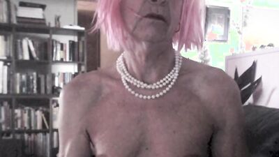 Perverted grandpa is posing alone in front of the cam
