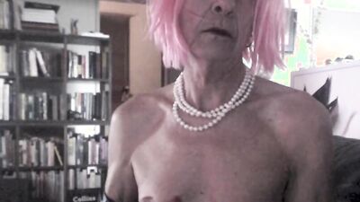 Perverted grandpa is posing alone in front of the cam