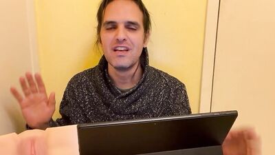 Amateur bloke is talking to a buddy in this homemade video