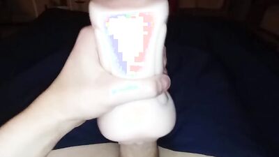 Close-up video of a chap stroking his dong with a gummy ring