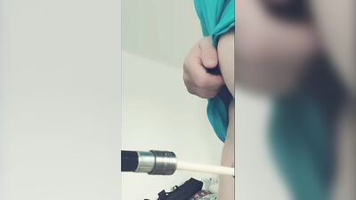 Close-up video of a lad drilling his tight hole with huge toy