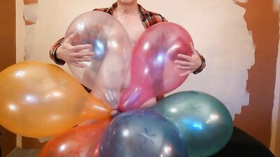 Balloonbanger 81) Balloon Cluster Fuck, Cum and Pop with GL700 Blimp Balloon