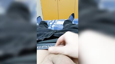 Horny fellow is stroking his hard piston in this close-up video