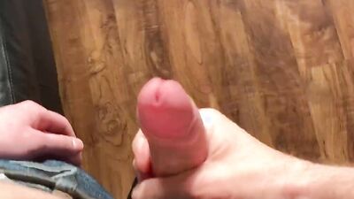 Handsome amateur teen gets his dick stroked by a roommate