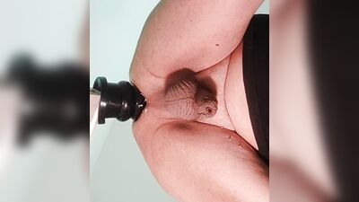 Chubby amateur fellow bends and gets his ass drilled with a toy