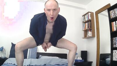 Perverted stepdad is playing with a pecker in front of the cam
