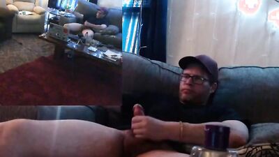 Amateur steaight bloke jerks his dick while smoking a cigarette