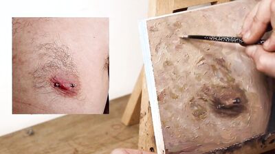 Naughty Armando Cabba paints some nipples in this amateur video