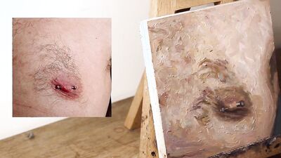Naughty Armando Cabba paints some nipples in this amateur video