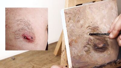 Naughty Armando Cabba paints some nipples in this amateur video