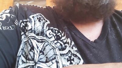 Bearded chap is having fun in this close-up homemade footage